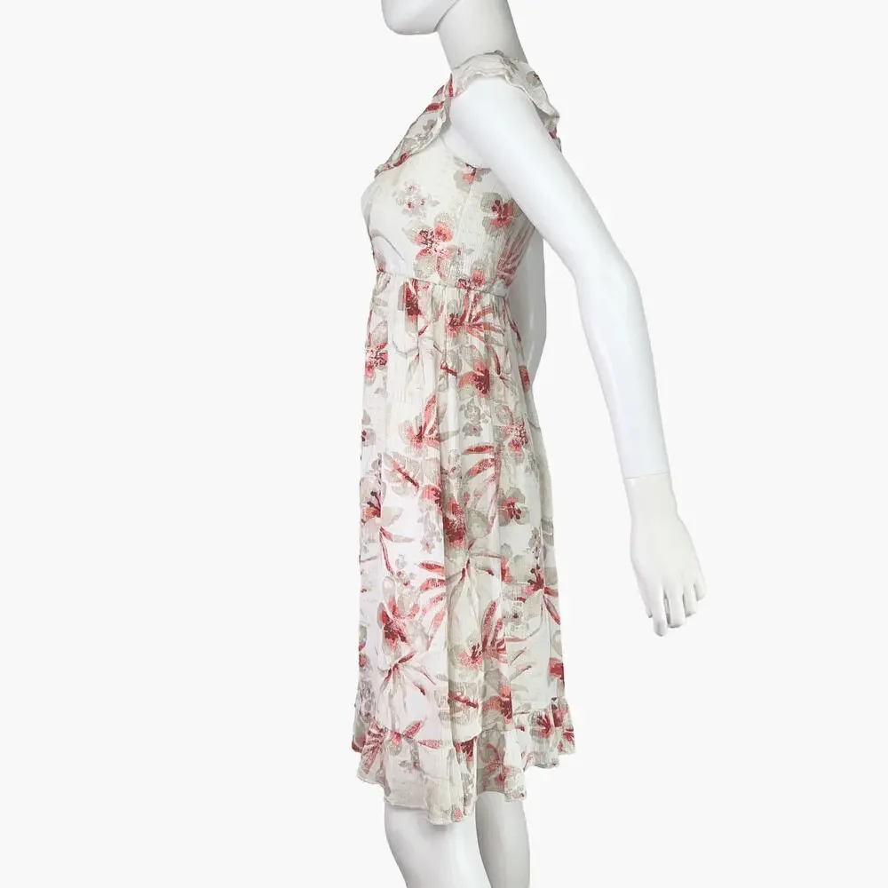 BEAUTEES Floral Flutter Sleeve Cocktail Sundress (Red/Beige/White | Size 10) - Picture 3 of 9